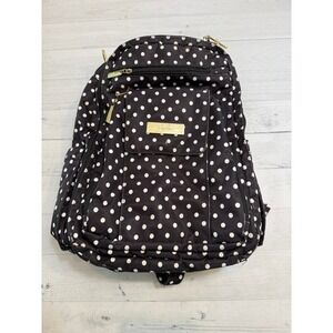 Jujube Be Right Back backpack diaper bag duchess print black and white polka dot